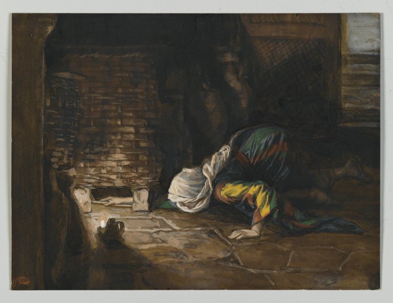 The housewife searches for her lost coin